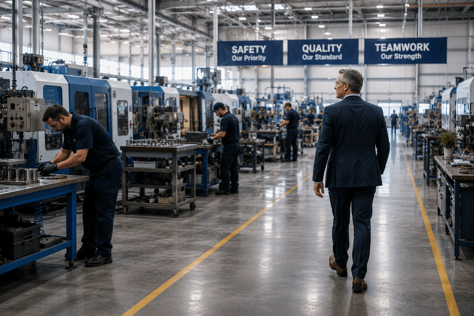Employees collaborating across business operations