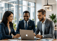 Professional team collaborating in a bright enterprise environment