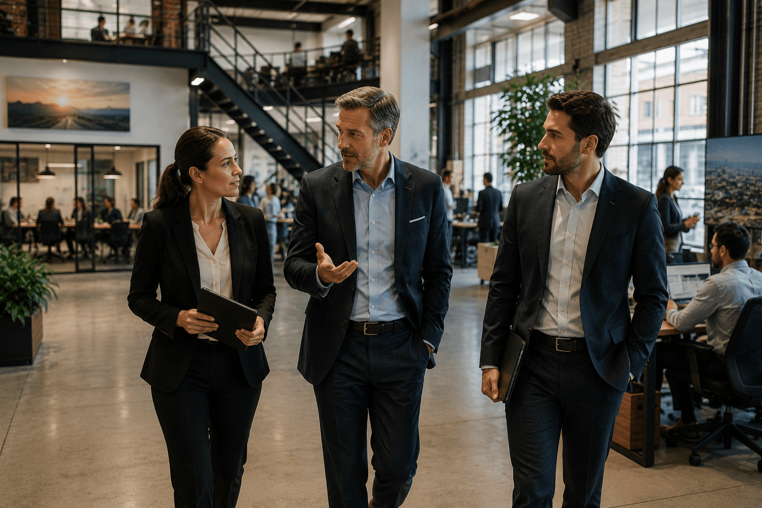 Corporate leadership team coordinating enterprise priorities