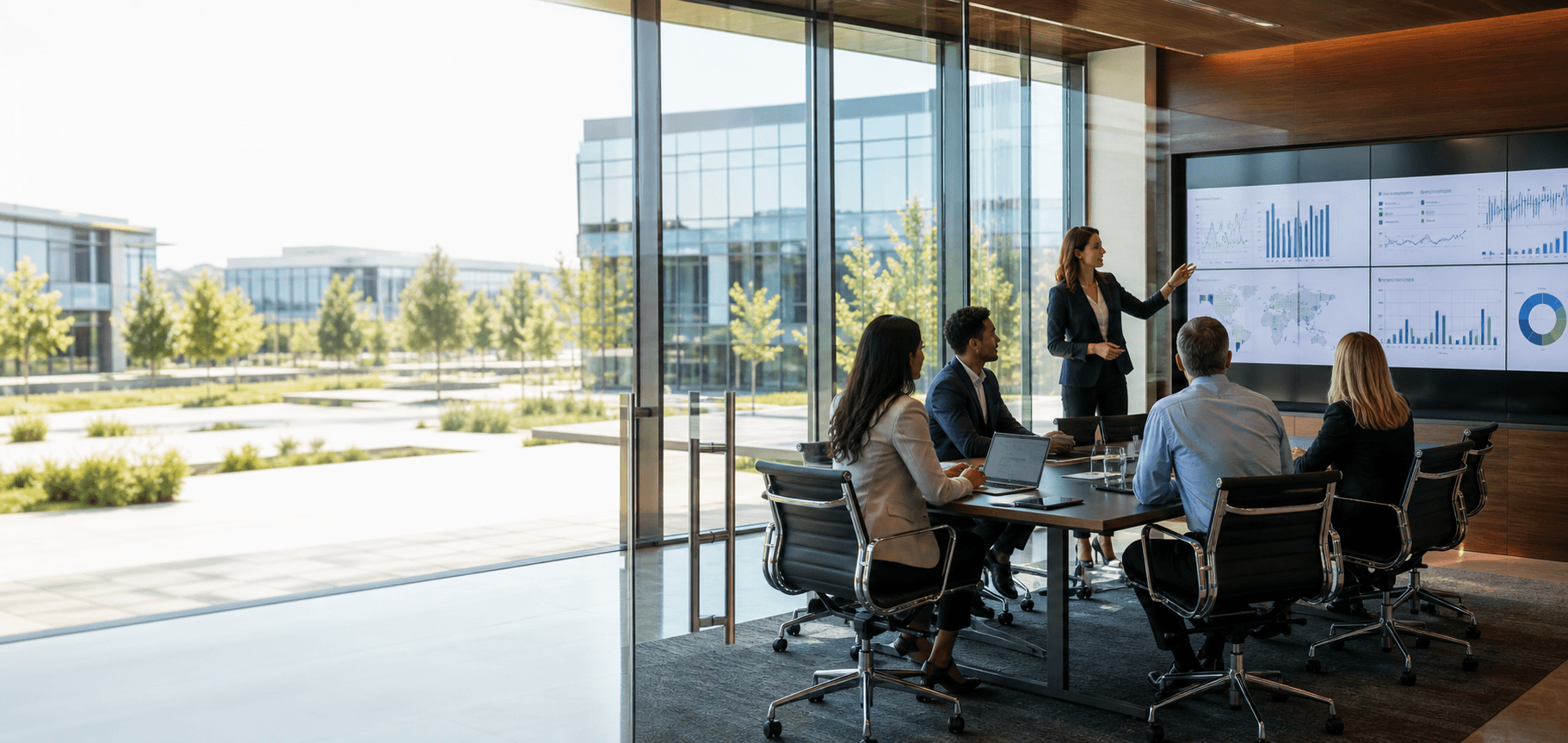 Business leaders using technology to connect enterprise systems