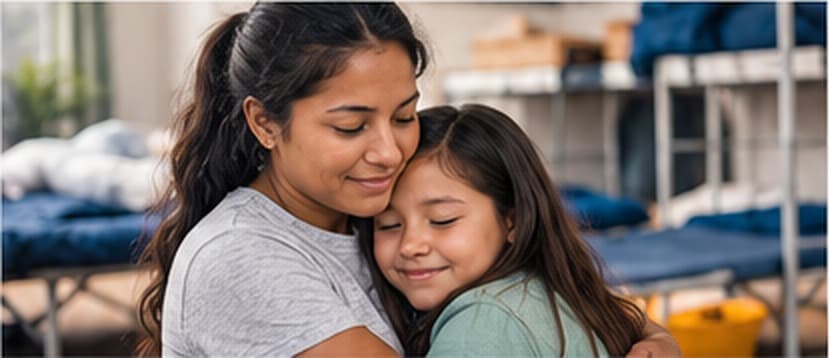 Mother and daughter receiving support through a community organization