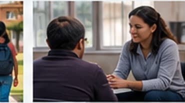 Counselor meeting with a person receiving support