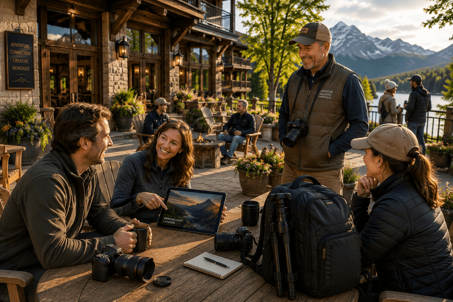 Creative travel planning materials and camera equipment