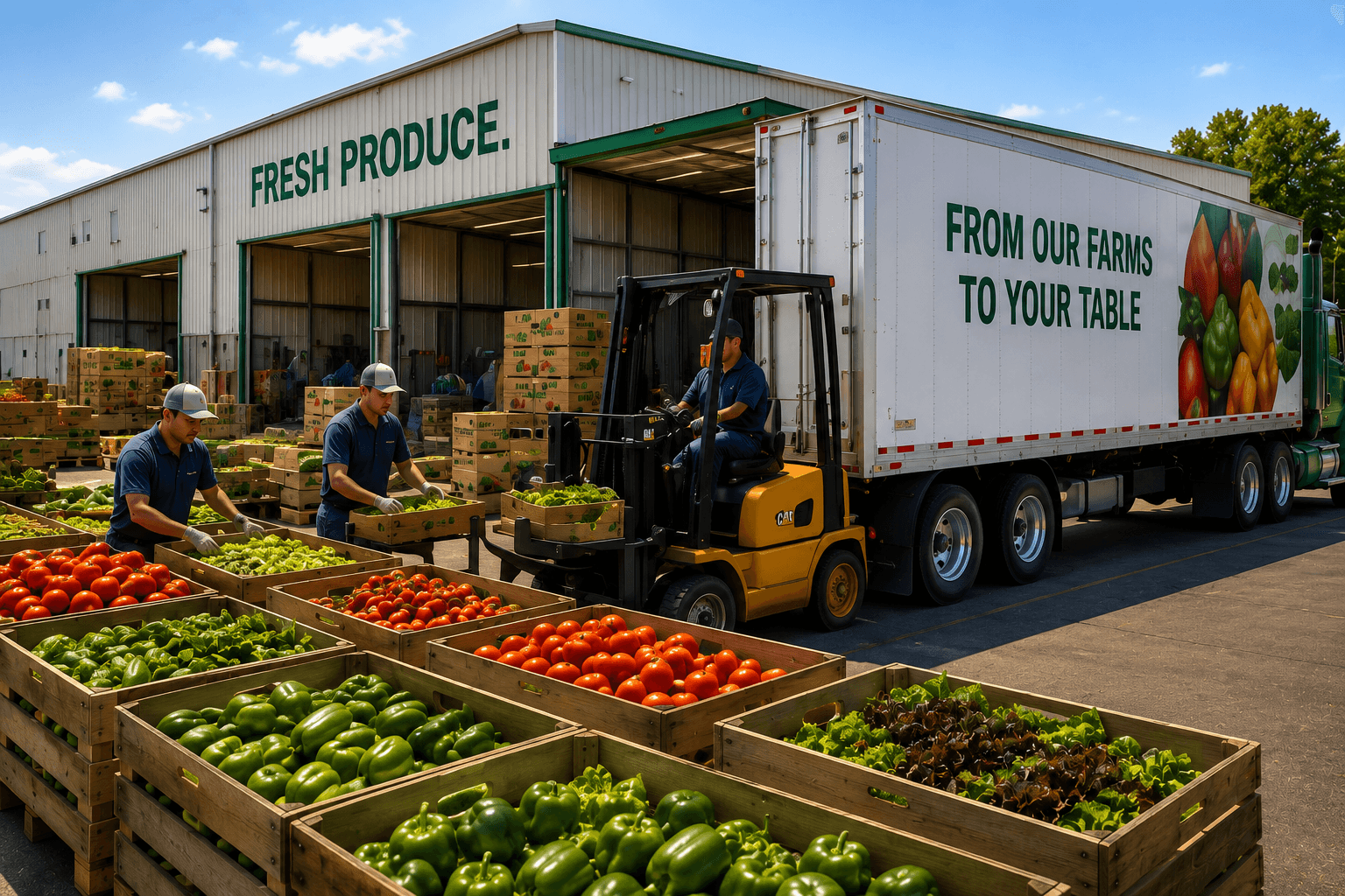 Agricultural products moving through processing and distribution