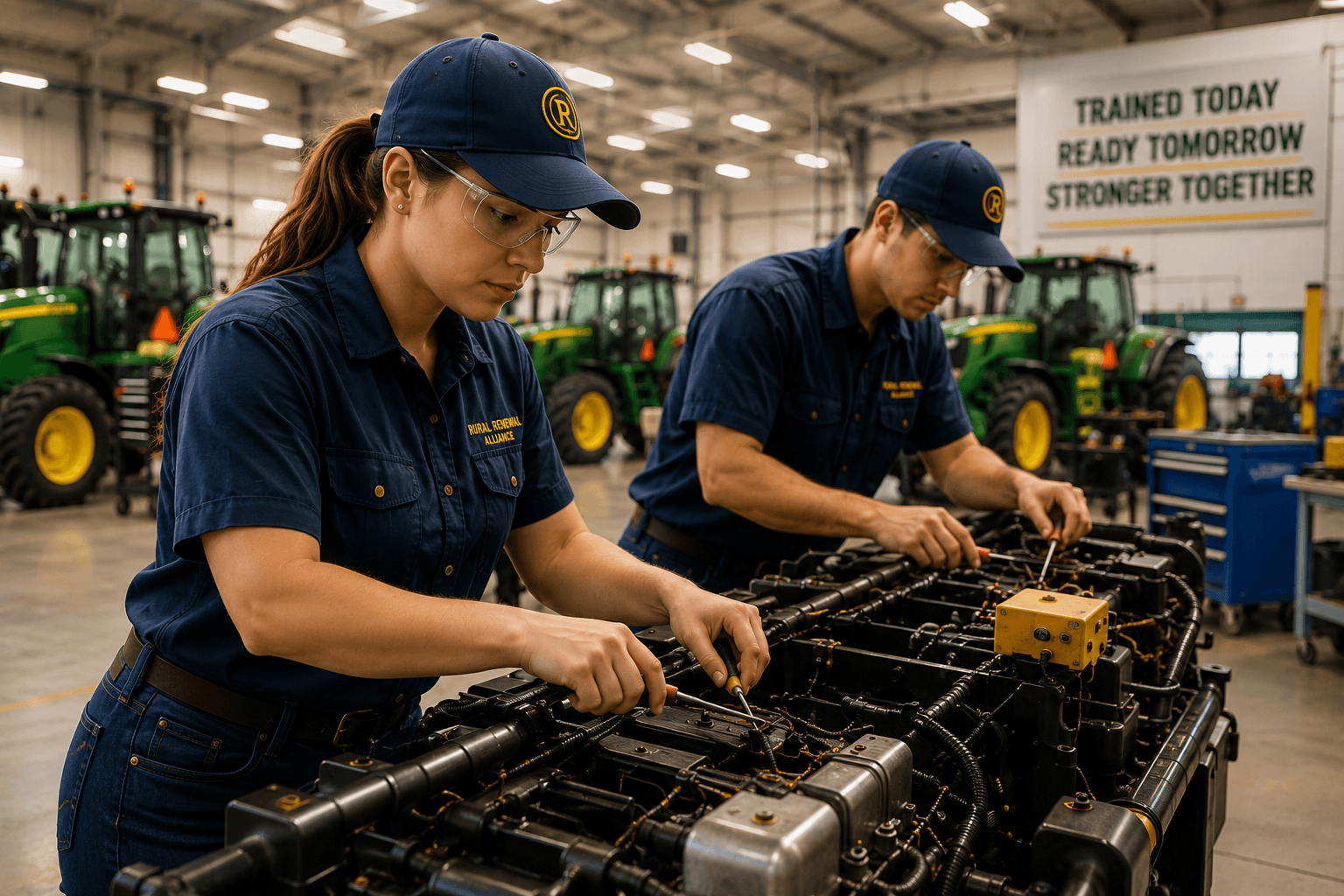 Experienced agricultural workers providing technical training